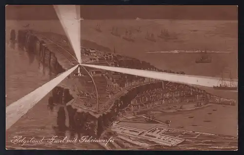 Helgoland Insel mit Scheinwerfer