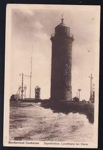 Nordseebad Cuxhaven Signalstation, Leuchtturm bei Sturm