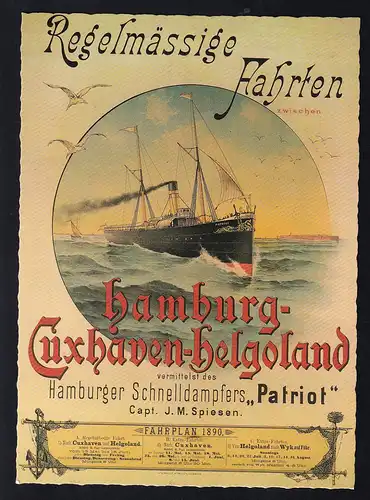 Schnelldampfer "Patriot" auf Helgolandfahrplan von 1890, Repro