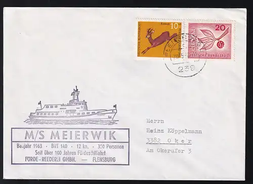 OSt. Flensburg 28.5.66 + Cachet MS Meirtwik auf Brief