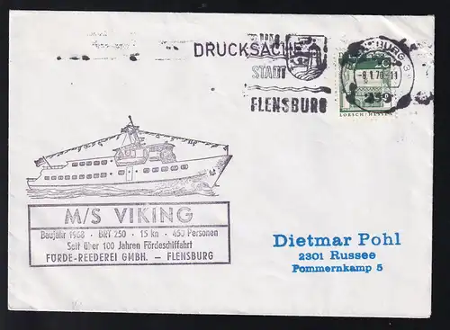 OSt. Flensburg 8.1.70 + Cachet MS Viking auf Brief
