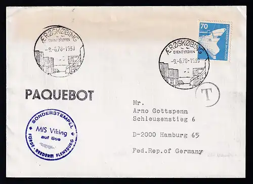 OSt. Aeroskoburg 9.6.78 + L1 PAQUEBOT + Bordstempel MS Viking auf Brief