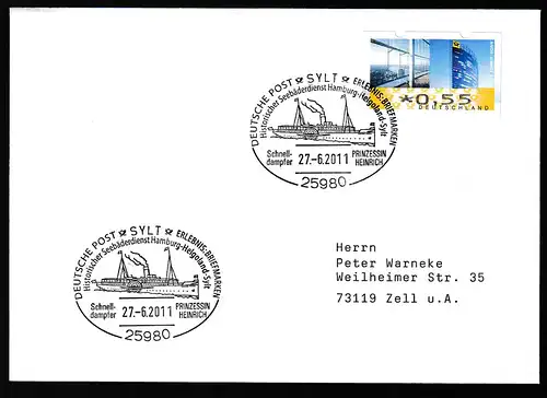 SYLT 25980 DEUTSCHE POST ERLEBNIS BRIEFMARKEN Historischer Seebäderdienst 