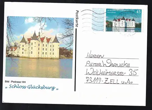 2013 Postkarte mit Bild Schloss Glücksburg