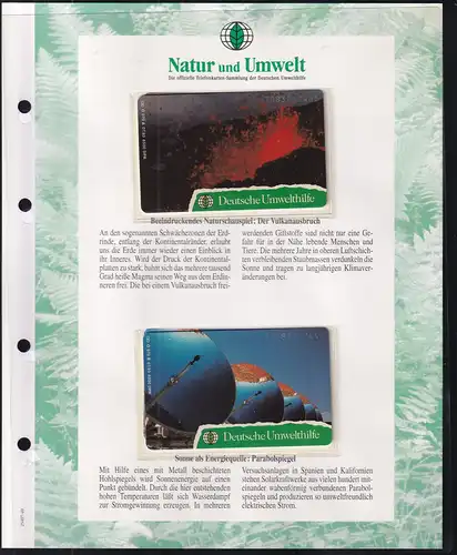 2 Telefonkarten Deutsche Umwelthilfe mit Infoblatt: Der Vulkanausbruch-