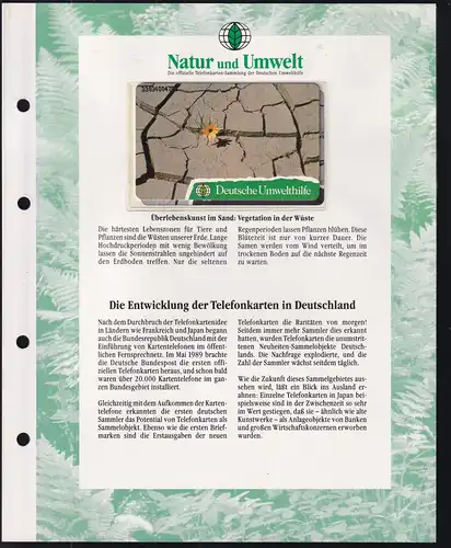 Telefonkarte Deutsche Umwelthilfe mit Infoblatt: Vegetation in der Wüste