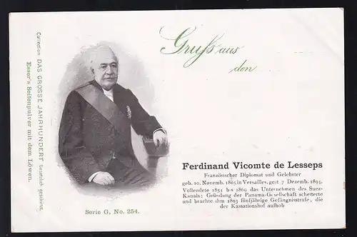 Ferdinand Vicomte de Lesseps (1805-1894) Französischer Diplomat und Gelehrter
