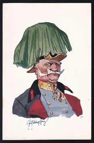 Österr. Offizier, Karikatur von Fritz Schönpflug