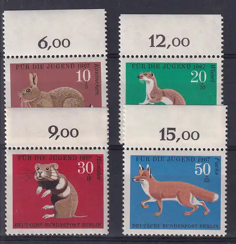 Jugend 1967 Pelztiere, Oberrandstücke **