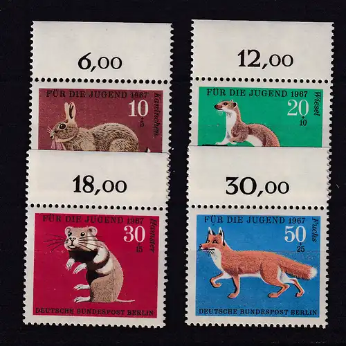 Jugend 1967 Pelztiere, Oberrandstücke **