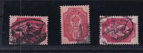 3 Finnlan-Marken mit Schiffchen-Stempel