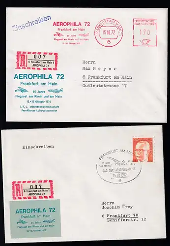Frankfurt am Main AEROPHILA 72 2 R-Briefe mit Sonder-R-Zettel und Sonder- bzw.