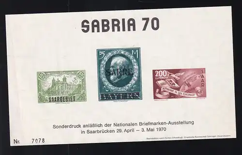 SABRIA 70 Vignettenblock