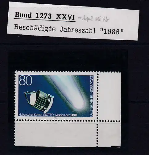 Halleyscher Komet GIOTTO-Mission der ESA mit beschädigter Jahreszahl "1986§ **