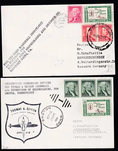 1961/62 US-Navy 10 Belege mit Cachets von U-Booten