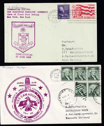 1961/62 US-Navy 10 Belege mit Cachets von U-Booten