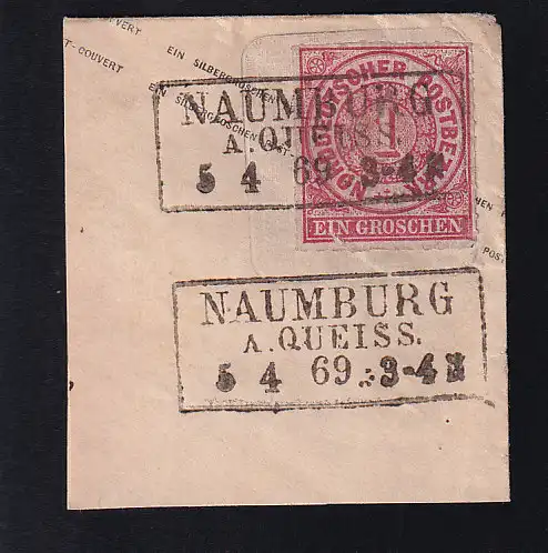 Ziffer 1 Gr. Auf Preussen 1 Sgr. Mit R3 NAUMBURG A. QUEISS 5.4.69