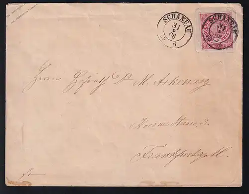 Ziffer 1 Gr. auf Sachsen U 21B mit K2 SCHANDAU 31 VIII 69 nach Frankfurt/Main