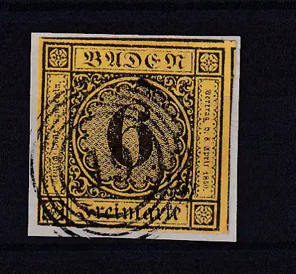 Ziffer 6 Kr. Auf Briefstück mit Nummernstempel 19 (= Bruchsal)