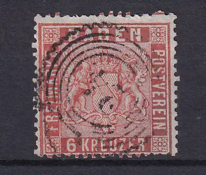 Wappen 6 Kr. mit Nummernstempel 24 (= Carlsruhe)