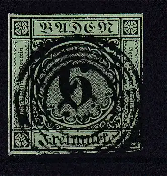 Ziffer 6 Kr. mit Nummernstempel 27 (= Donaueschingen)