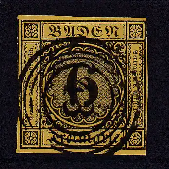 Ziffer 6 Kr. mit Nummernstempel 43 (= Freiburg)