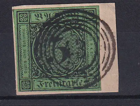 Ziffer 6 Kr. auf Briefstück mit Nummernstempel 43 (= Freiburg)