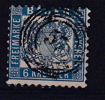 Wappen 6 Kr. mit Nummernstempel 50 (= Gernsbach)