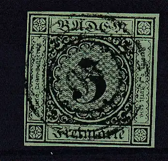 Ziffer 3 Kr. mit Nummernstempel 98 (= Neckarbischofsheim)