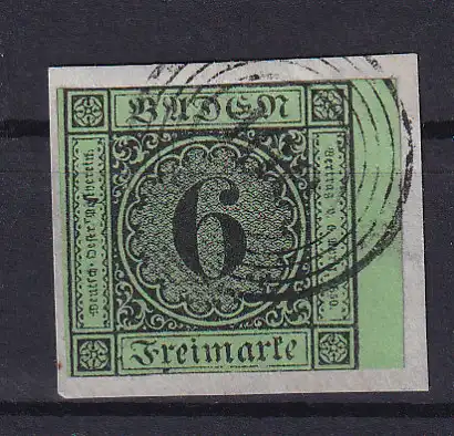 Ziffer 6 Kr. auf Briefstück mit Nummernstempel 100 (= Neustadt