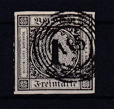 Ziffer 1 Kr. mit Nummernstempel 105 (= Oppenau)