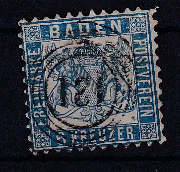 Wappen 6 Kr. mit Nummernstempel 121 (= Säckingen)