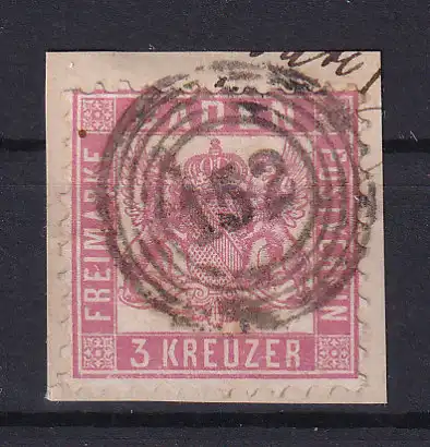 Wappen 3 Kr. auf Briefstück mit Nummernstempel 152 (= Waldkirch)