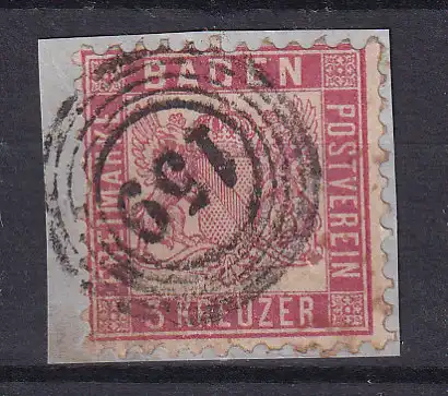 Wappen 3 Kr. auf Briefstück mit Nummernstempel 159 (= Wiesloch)