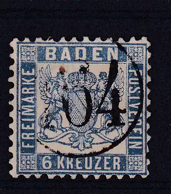 Wappen 6 Kr. mit K1-Nummernstempel 164 (= Bahnpost)