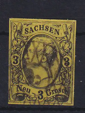 König Johann I 3 Ngr. mit Nummernstempel 3 (= Dresden-Neustadt Bahnhof kleine 3)