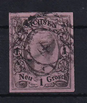 König Johann I 1 Ngr. mit Nummernstempel 4 (= Leipzig Bahnhof)
