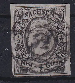 König Johann I ½ Ngr. mit Nummernstempel 52 (= Limbach)