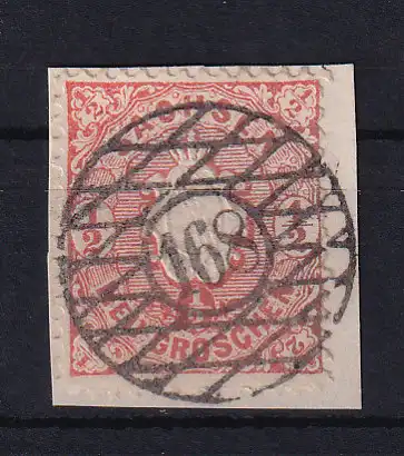 Wappen ½  Ngr. auf Briefstück mit Nummernstempel 168 (= Schönberg)