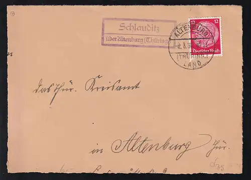 ALTENBURG (THÜRING.) LAND 2.3.36 + R2 Schlauditz über Altenburg (Thüring.)