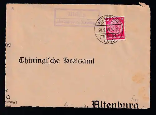 ALTENBURG (THÜRING.) LAND 28.2.35 + R2 Mehna über Altenburg (Thüring.)