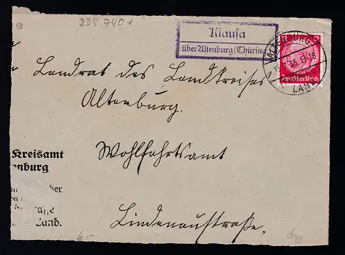 ALTENBURG (THÜRING.) LAND 15.7.35 + R2 Klausa über Altenburg (Thüring.)