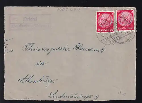 ALTENBURG (THÜRING.) LAND 13.1.36 + R2 Priefel über Altenburg (Thüring.)