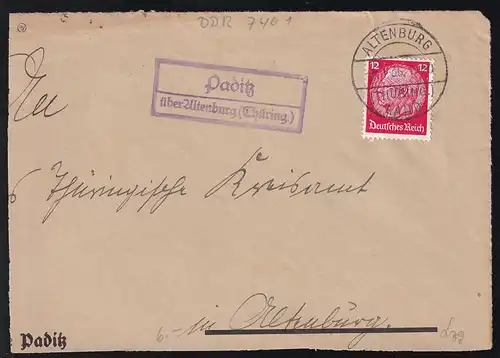 ALTENBURG (THÜRING.) LAND 8.1.36 + R2 Paditz über Altenburg (Thüring.)