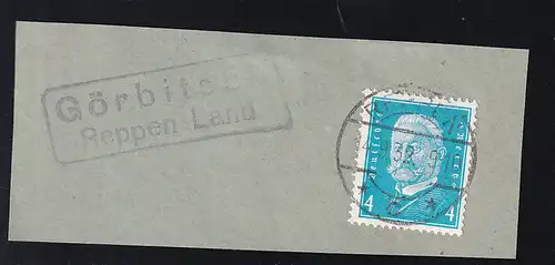 REPPEN *c*c 4.9.32 + R2 Görbitsch reppen Land auf Briefstück