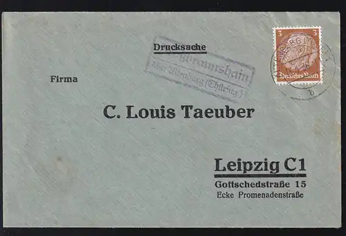 ALTENBURG (THÜR.) 1 b 13.4.36 + R2 Großbraunshain über Altenburg (Thüring.) 