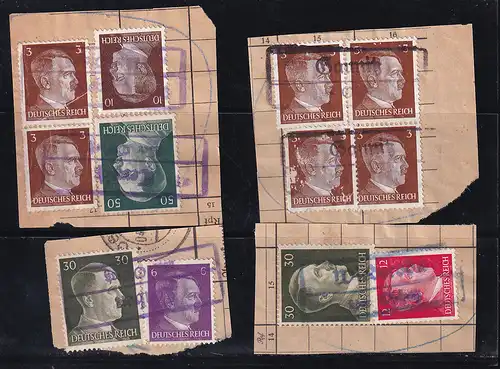 4 Briefstücke mit Landpoststempel über Oschatz als Entwerter