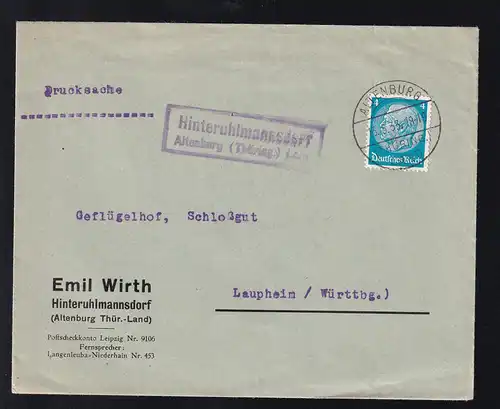 ALTENBURG (THÜRING.) LAND 13.5.33 + R2 Hinterruhlmannsdorf Altenburg (Thüring.) 