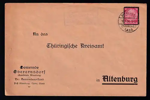 ALTENBURG (THÜRING.) LAND 16.4.36 + R2 Oberarnsdorf über Altenburg (Thüring.) 