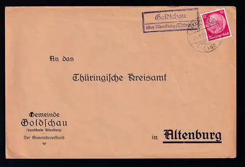 ALTENBURG (THÜRING.) LAND 24.9.34 + R2 Goldschau über Altenburg (Thüring.)